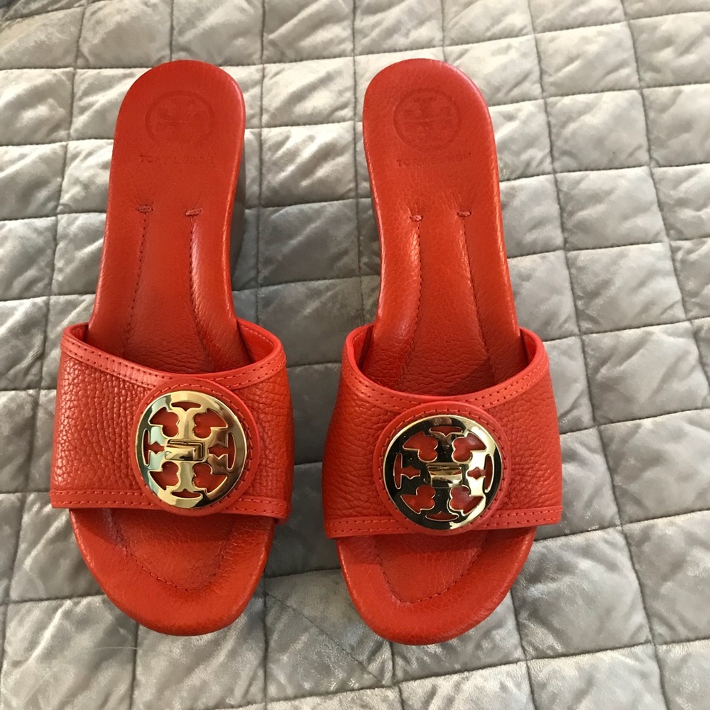 Tory Burch Platform Slides - size 8 orange